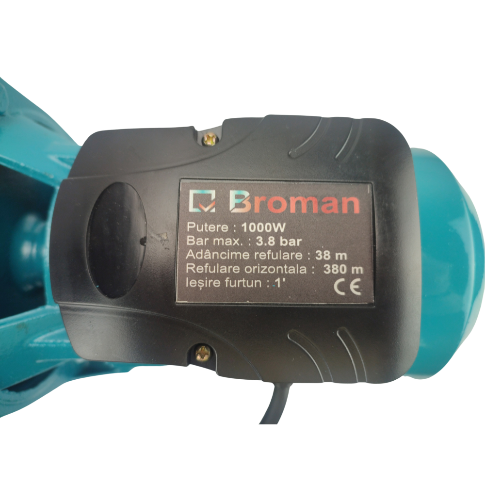 Pompa apa Broman Jet ejector DP-255, 1000W, 3.8 bar, debit 60L/min, adancime 38m, refulare orizontala 380m
