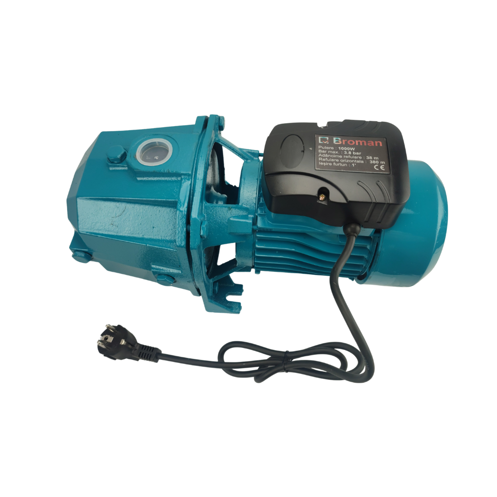 Pompa apa Broman Jet ejector DP-255, 1000W, 3.8 bar, debit 60L/min, adancime 38m, refulare orizontala 380m