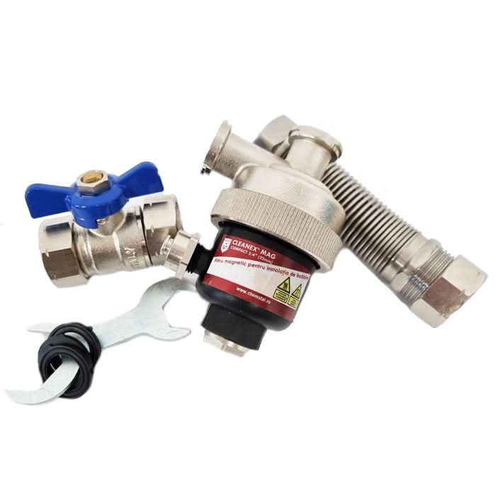 Filtru Antimagnetită Chemstal Cleanex MAG COMPACT 3/4" - Previne Depunerile de Magnetită în Schimbătoarele Centralei și Calorifere
