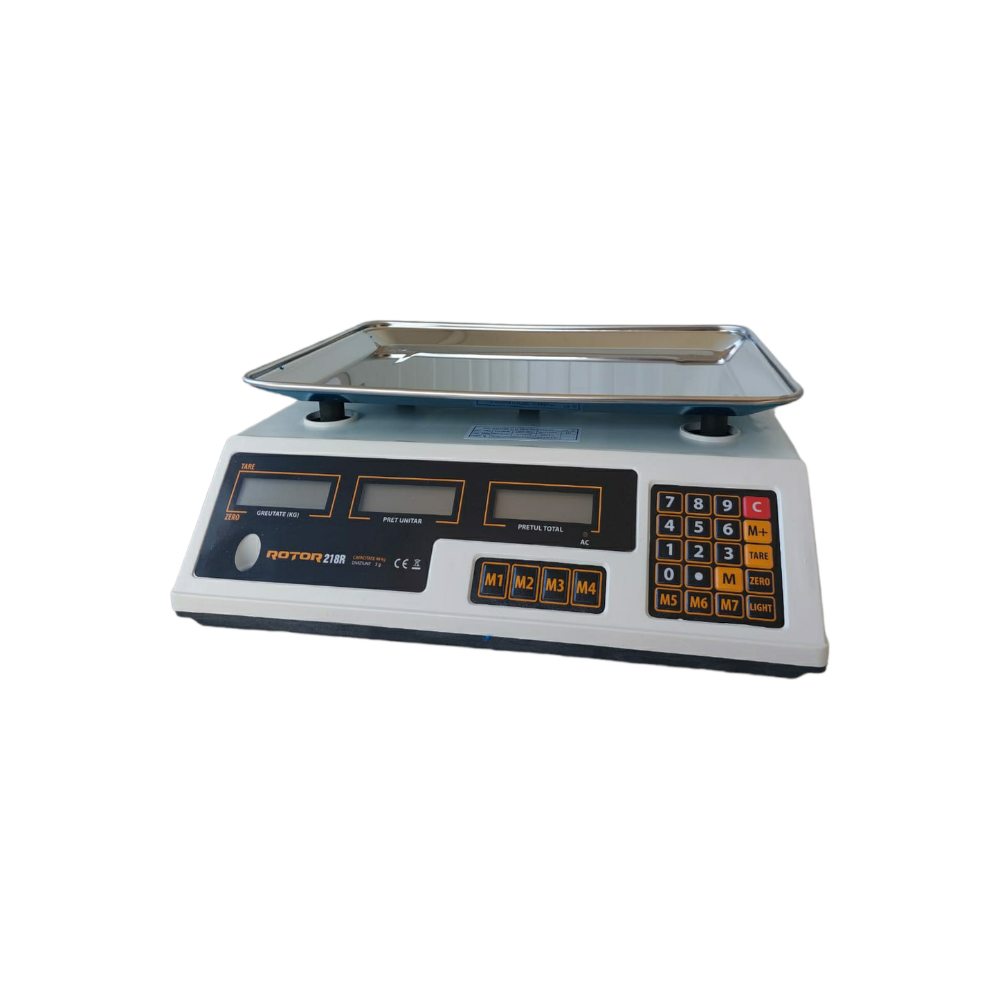 Cantar electric comercial ROTOR YZ-218, 40 kg, baterie reincarcabila, memorare 7 preturi, precizie 1/3000 f.s