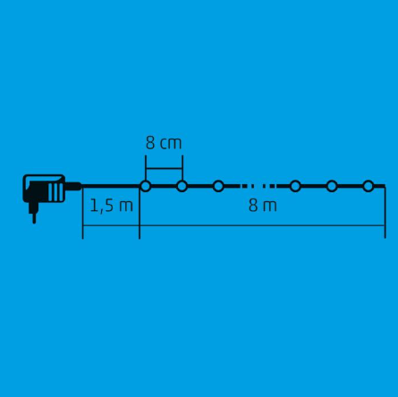 Ghirlanda luminoasa cu LED KII 100/M, 100 LED-uri, multicolor, 8 m, 230V