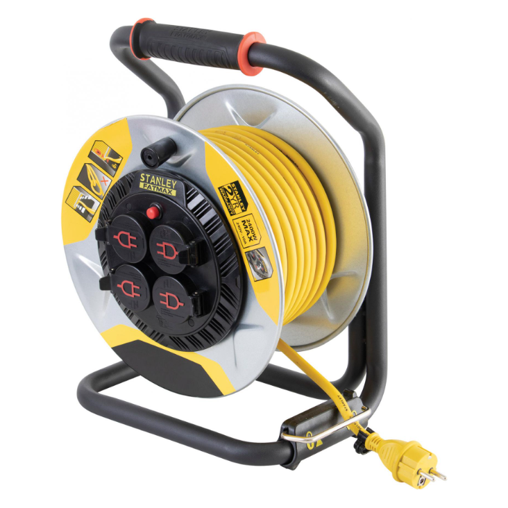 Tambur cablu Stanley, 25m, IP44, 4 socluri, H07RN-F 3G2,5