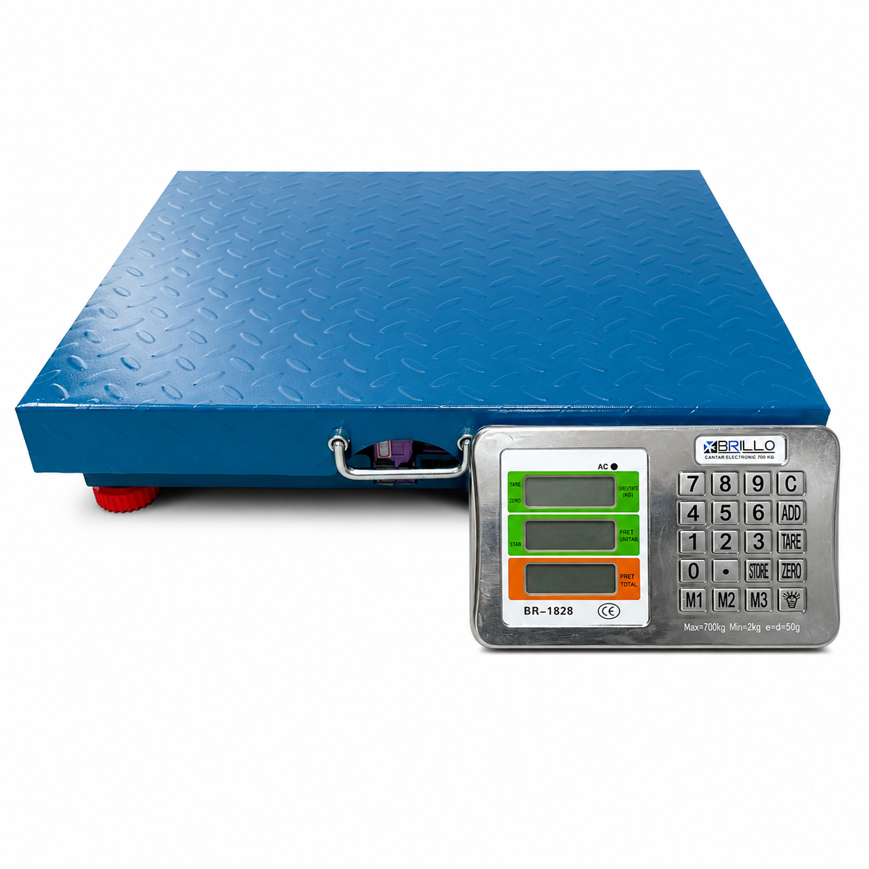 Cantar Industrial de Podea Brillo 700 kg, Platforma 62x52 cm, LCD, Precizie 50 g