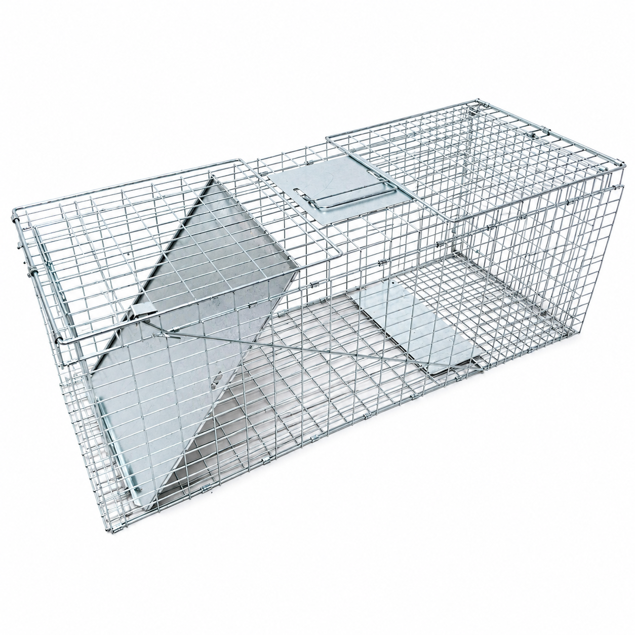 Capcana Animale Salbatice Pliabila 94x34x37 cm, Cusca Metalica Galvanizata, Inchidere Automata