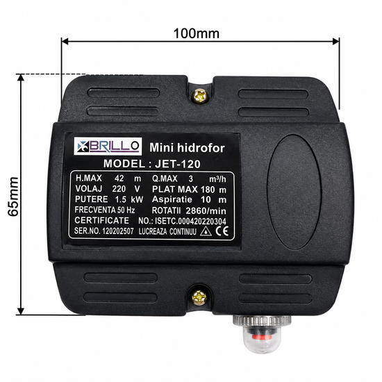 Pompa apa Brillo JET 120L, 1.5kW, autoamorsanta, 42m, 3m³/h