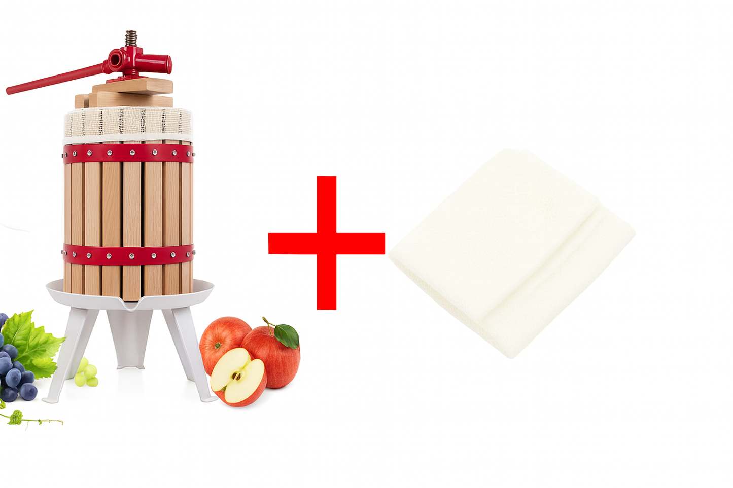 Pachet Teasc manual FP-6 6L lemn de stejar + sac filtru 6L pentru fructe si struguri