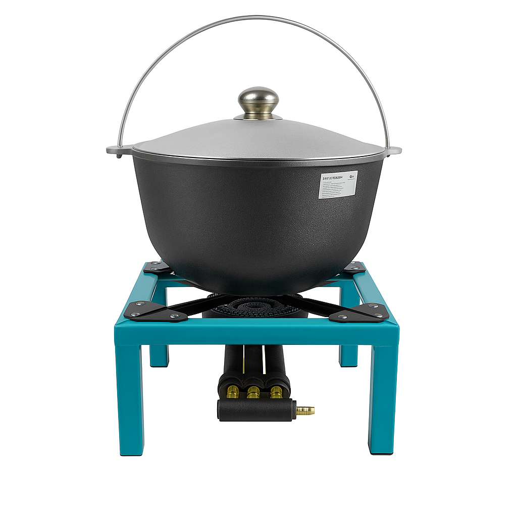 Pachet Pirostrie BROMAN R03 fonta 12.2 kW 3 focuri + Ceaun ZEP aluminiu 24L cu capac