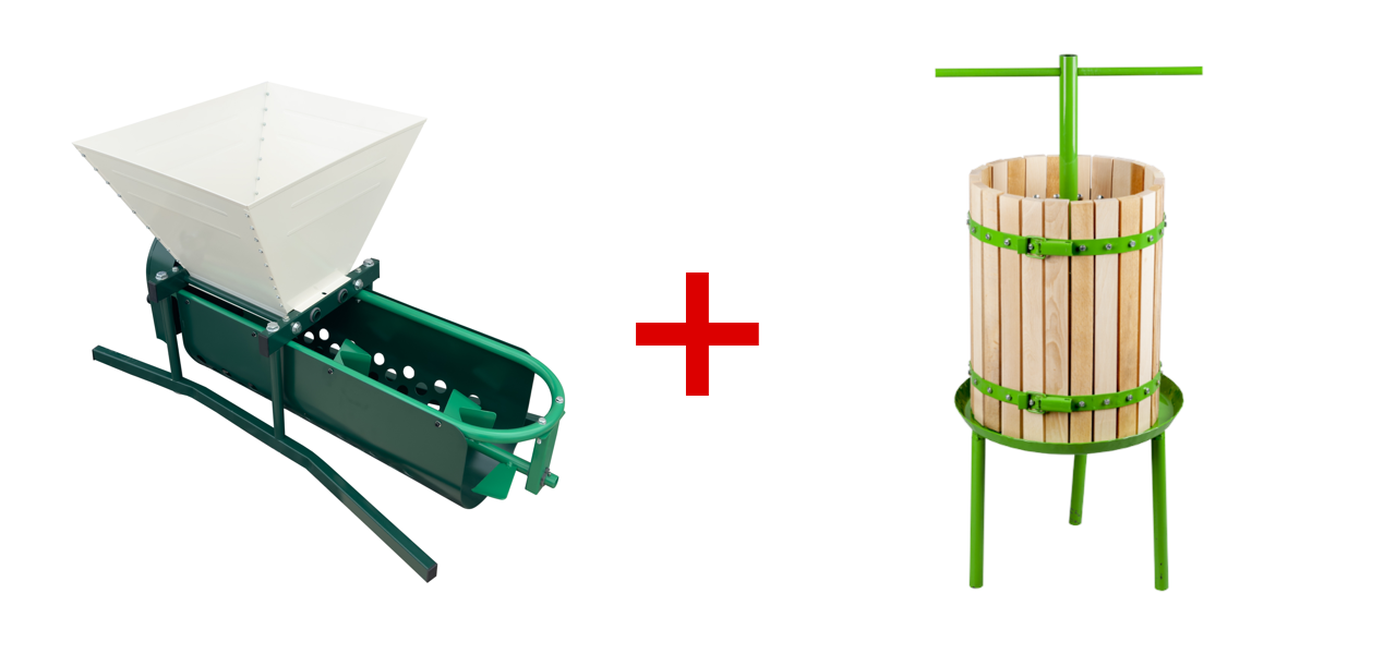 Pachet Zdrobitor manual ZEP DG07 cu desciorchinator 20L + Teasc struguri ZEP 32L fabricat in Romania