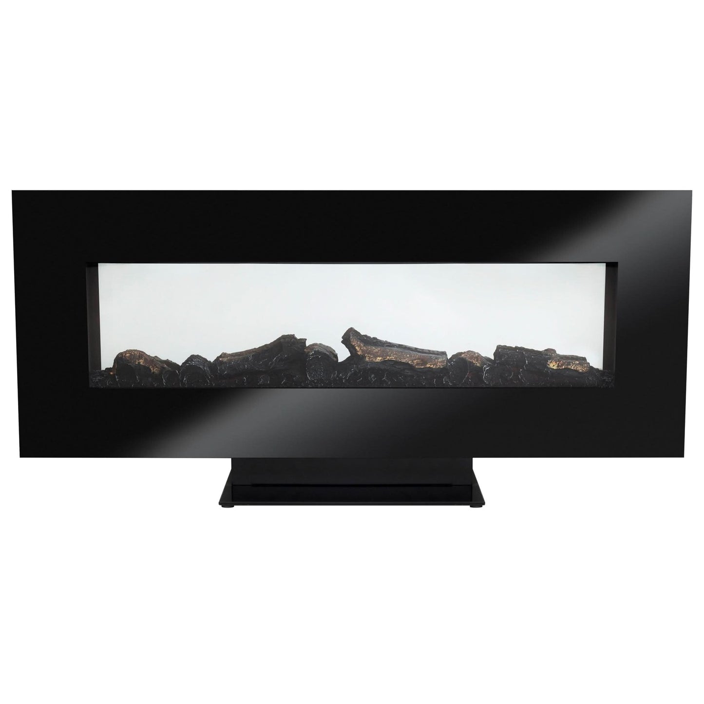 Semineu electric FKK 24, 1800W, montaj perete sau pe picior, efect flacara reala, termostat digital, program saptamanal, sticla securizata, negru