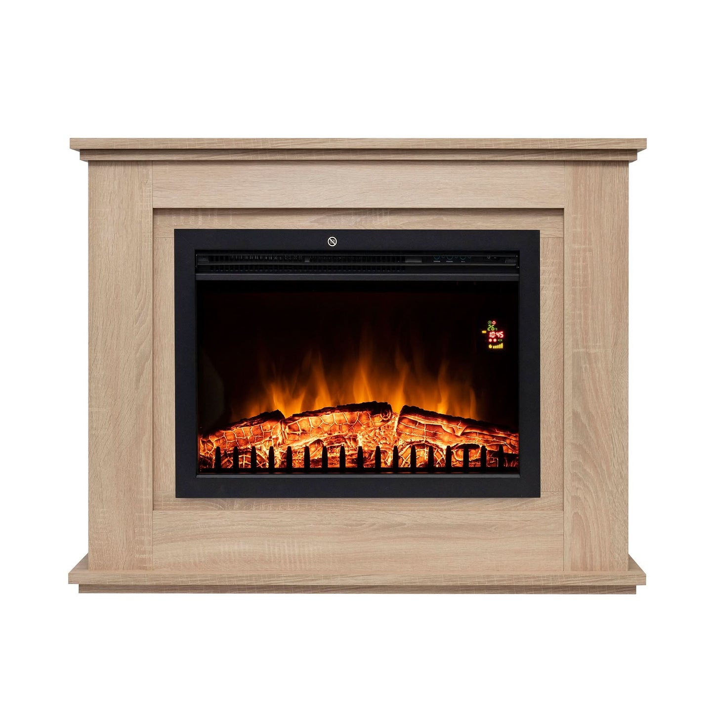 Semineu Electric Bologna FKK BOLOGNA, 1000W / 2000W, Efect de Flacara LED, Termostat Electronic, Program Saptamanal, Telecomanda, Culoare Lemn PAL