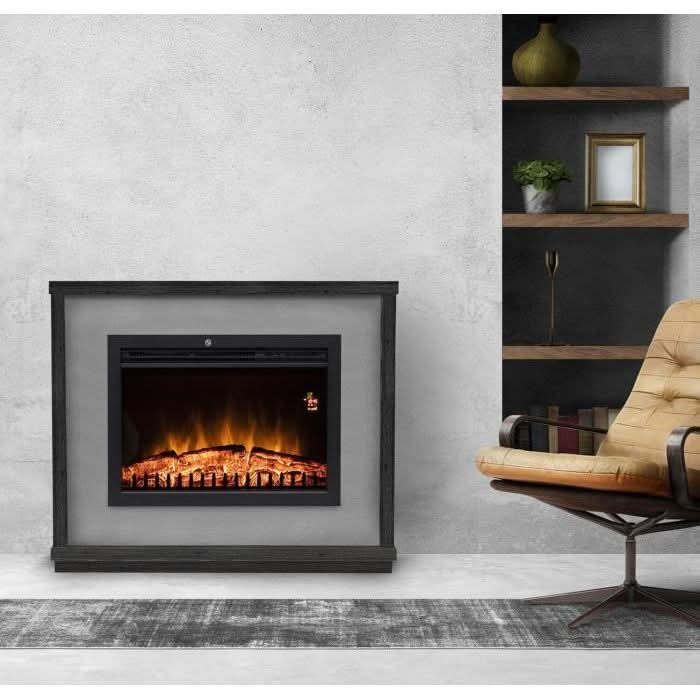 Semineu electric Palermo Home Zep, 2000W, termostat electronic, efect flacara LED, telecomanda, program saptamanal, cadru PAL melaminat