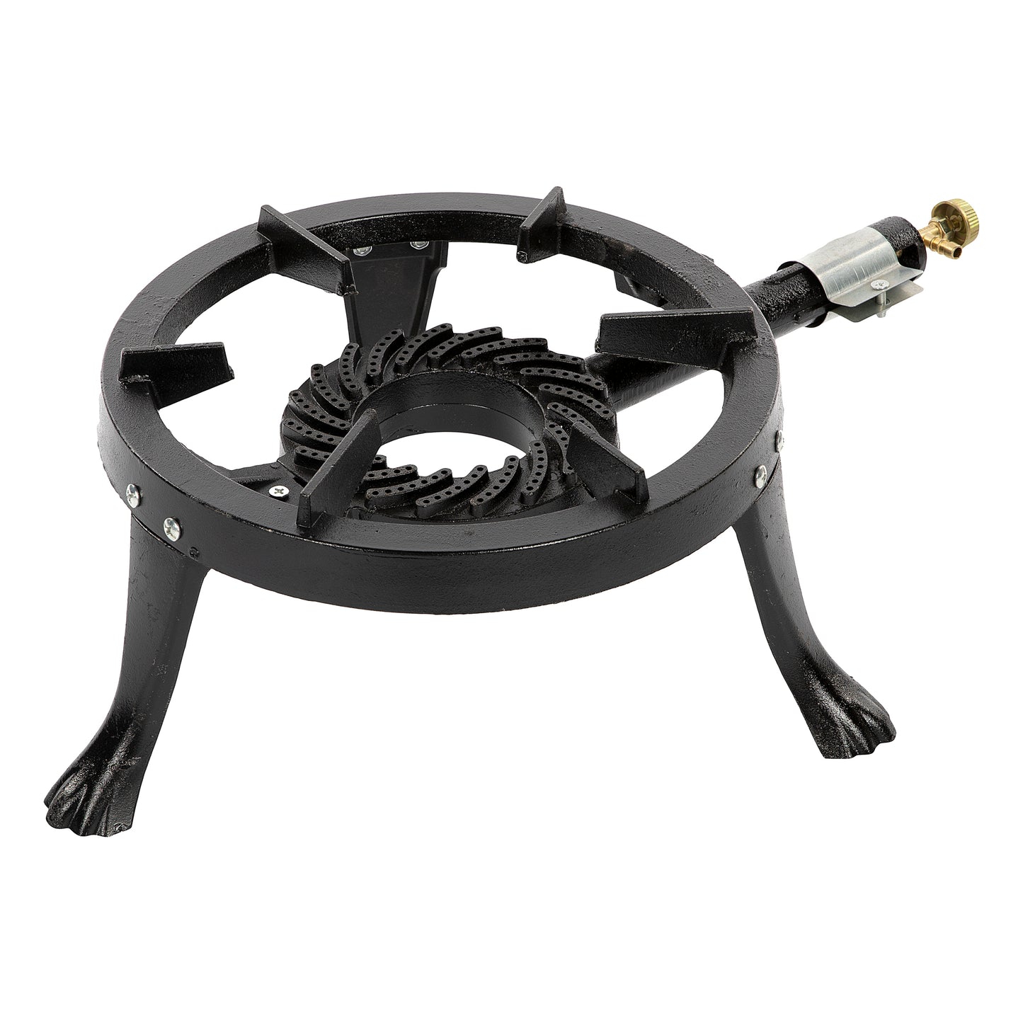 Pachet arzator ZEP pirostrie 3 picioare fonta + Set regulator reglabil butelie GPL cu furtun 2 m si accesorii