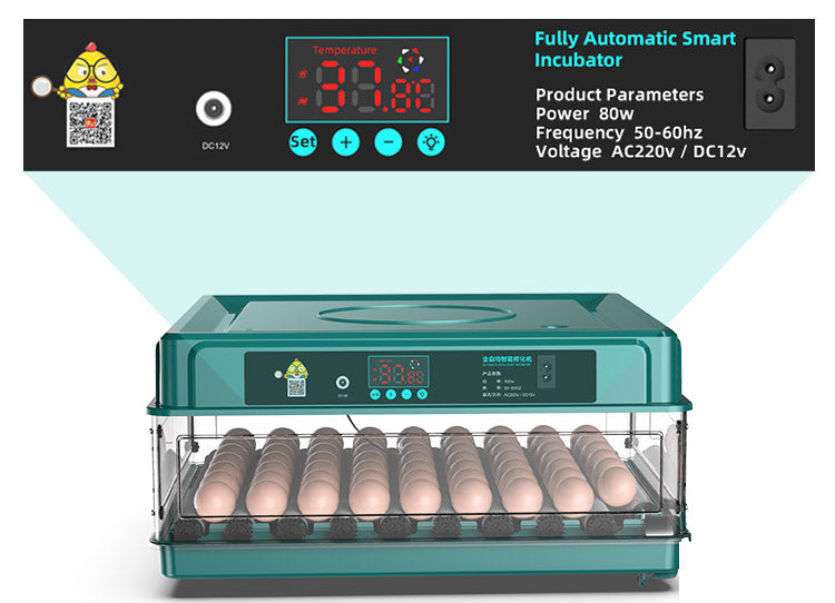 Incubator automat ZEP OVOBOX-48 pentru oua, capacitate mare, control temperatura, intoarcere automata, 220V / 12V, 30 oua rata, 24 oua gasca