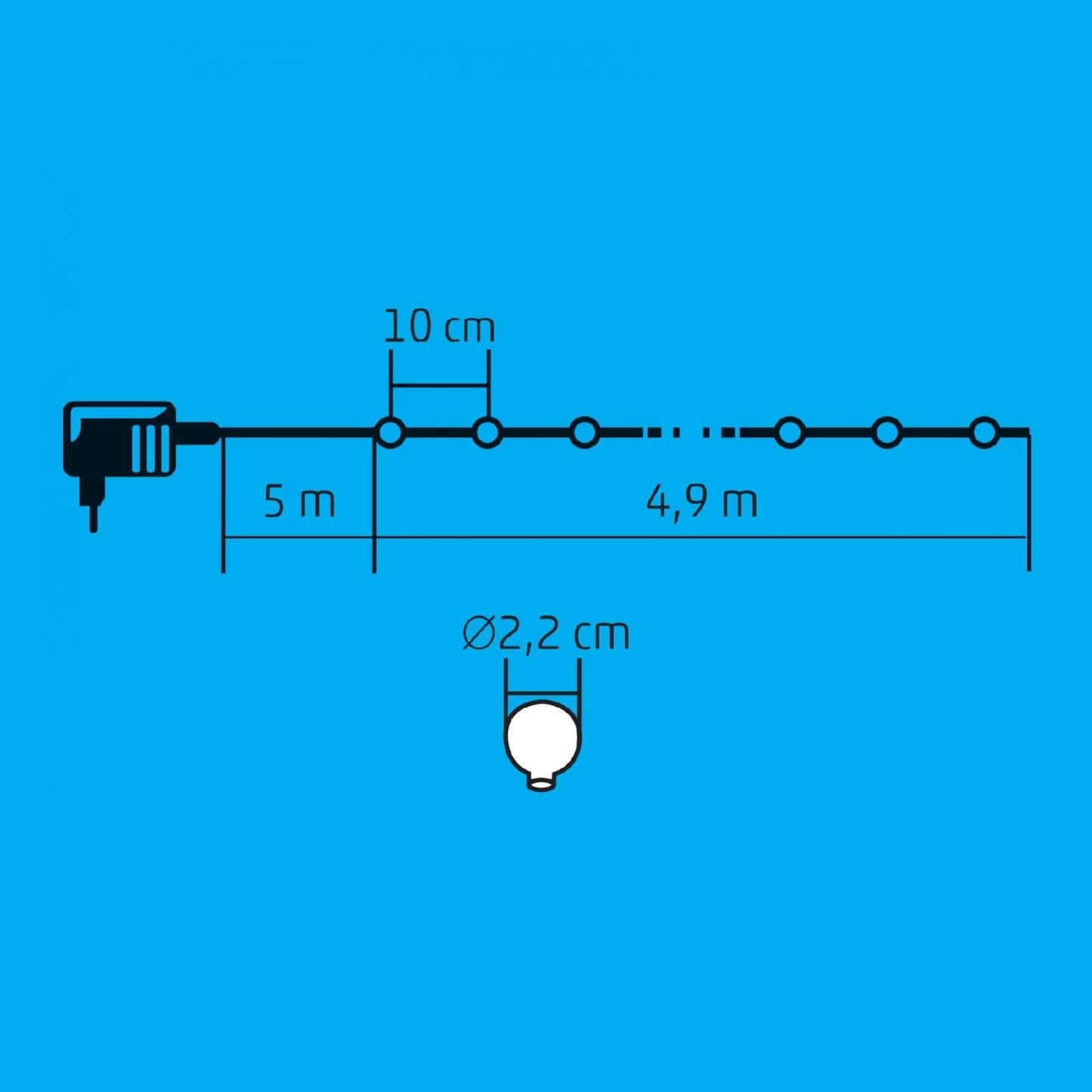 Ghirlanda cu 50 gluburi LED Home Zep, 4.9m, multicolora, 230V