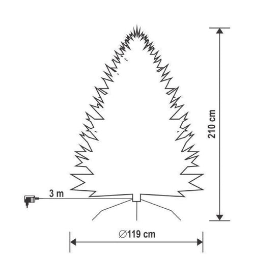 Brad Artificial Home Zep 210 cm cu 500 LED, Ace 3D+2D, Talpa Metal, Functii Luminoase – Ideal pentru Decorul de Craciun