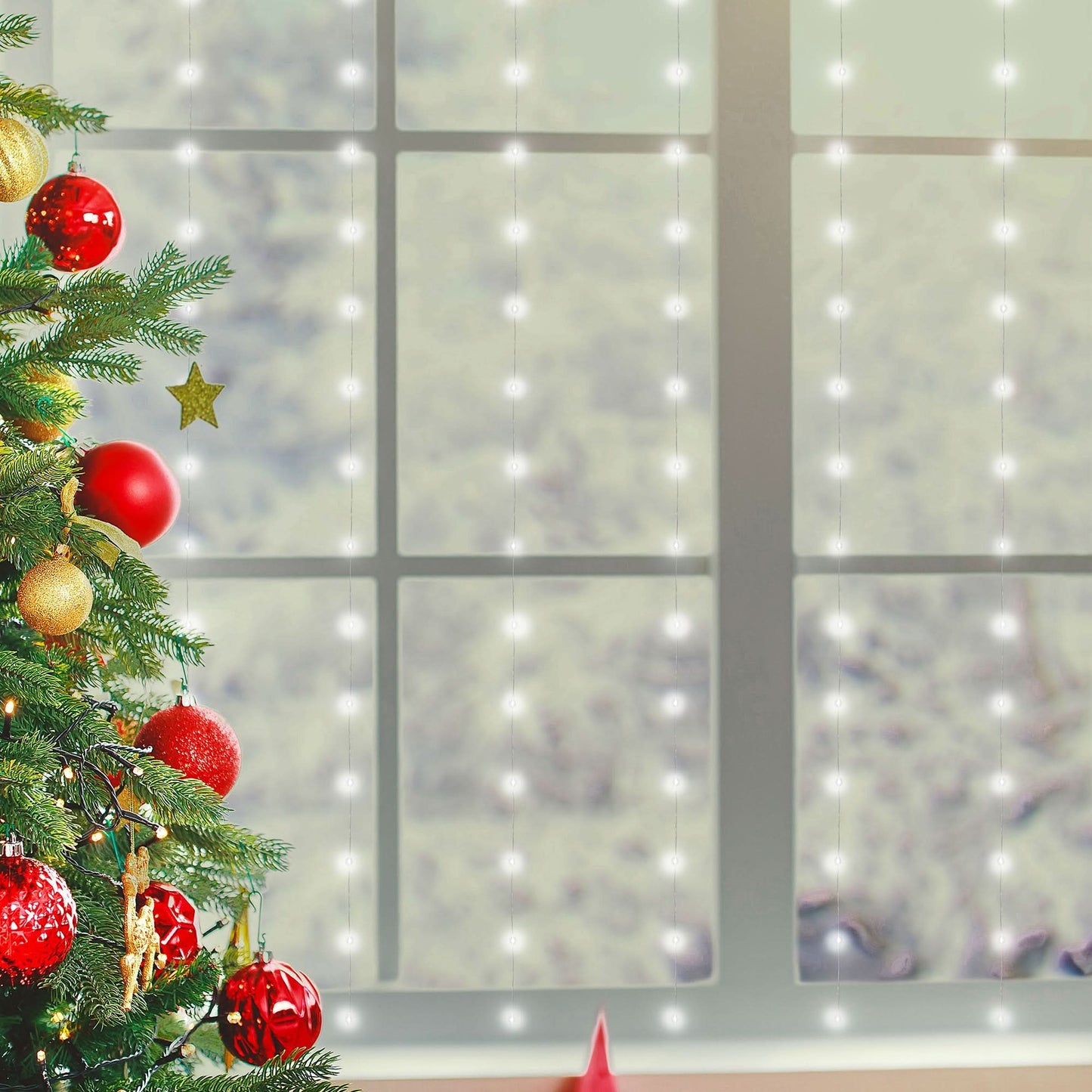 Perdea Lumini Home Zep 200 microLED Alb Rece 3x2m 8 Programe cu Telecomanda Timer USB