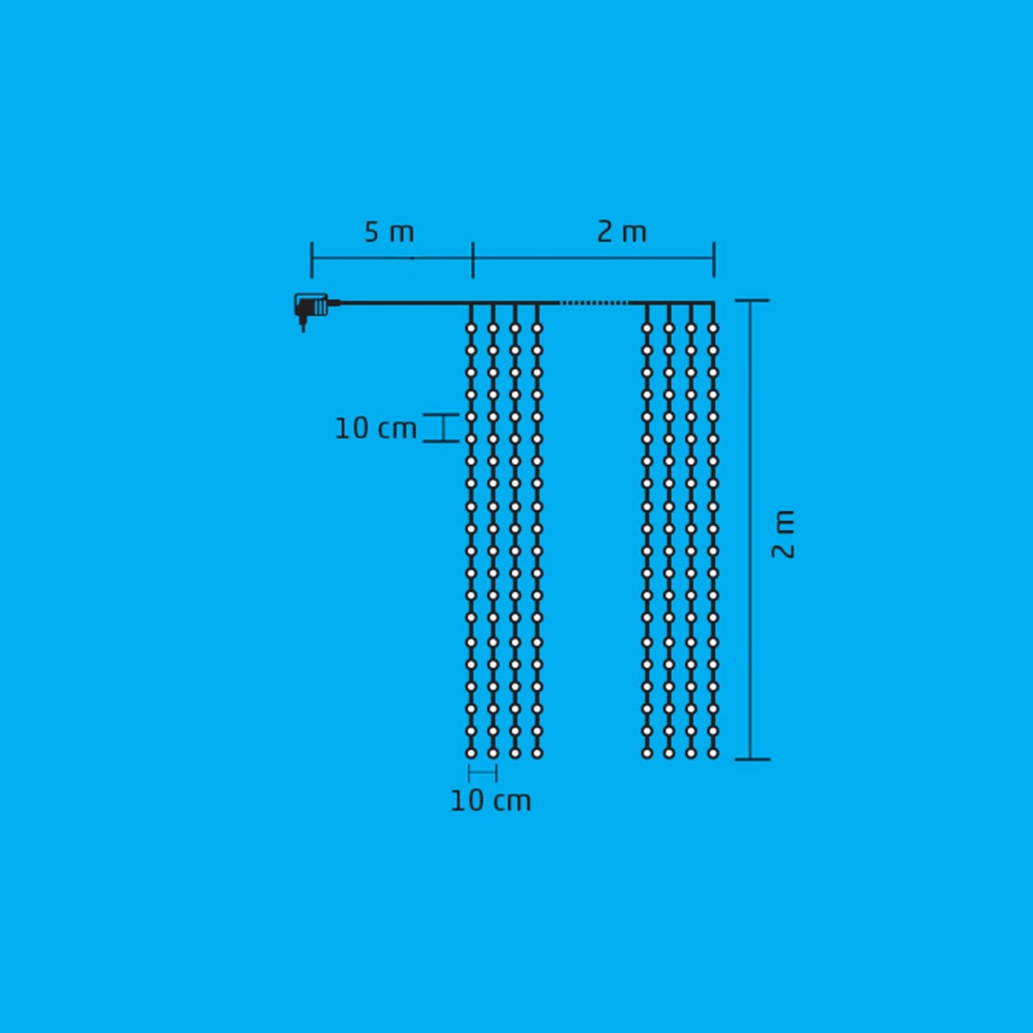 Perdea de lumini microLED Home Zep, 400 LED-uri, 20 ghirlande, 2 x 2 m, lumina alb calda