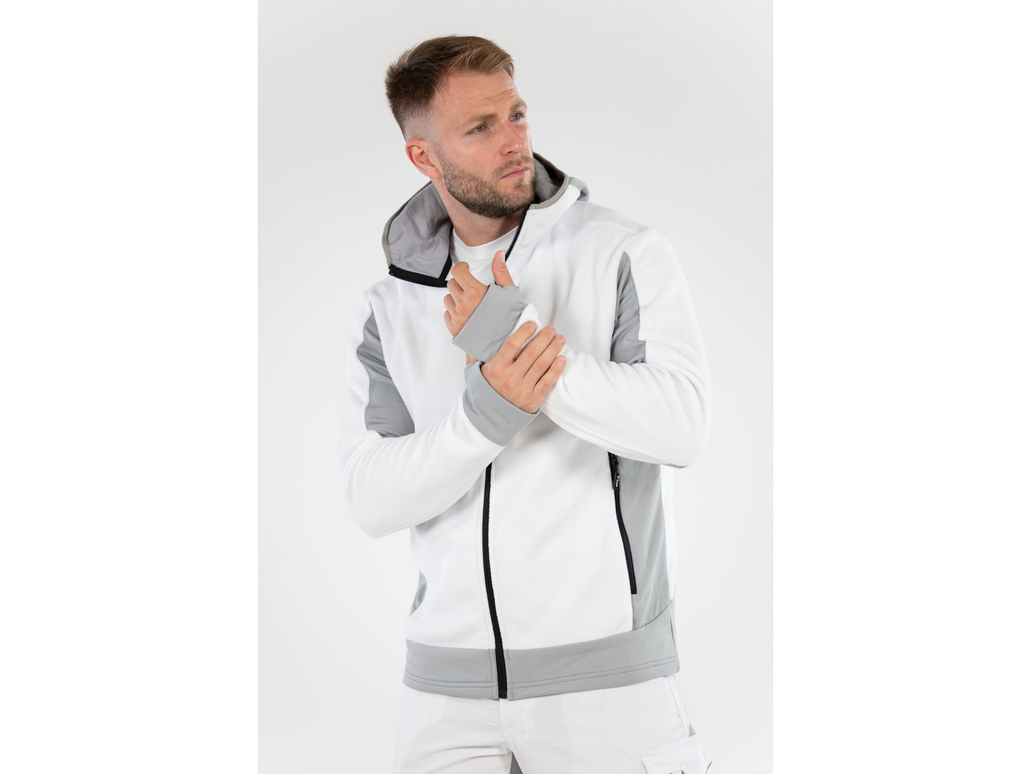 JACHETA FLEECE CU GLUGA SARNA ALBA M