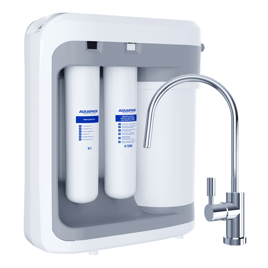 Aparat de filtrare apa cu osmoza inversa Aquaphor RO-202S, 4 filtre, rezervor 5L, pompa presiune integrata, 100 GPD