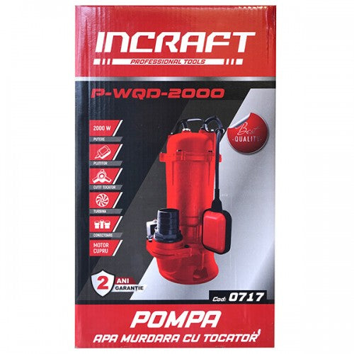 Pompa submersibila apa murdara 2kW Incraft P-WQD-2000 cu cutit tocator pluta fonta