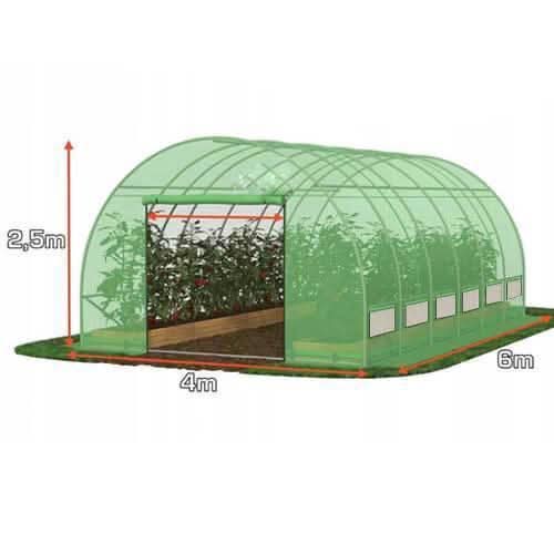 Seră de Grădină Profesionala 6x4x2.5m, Tunel din Oțel Zincat, Polietilenă 180g/m², teava 32 * 1.2mm Protecție UV