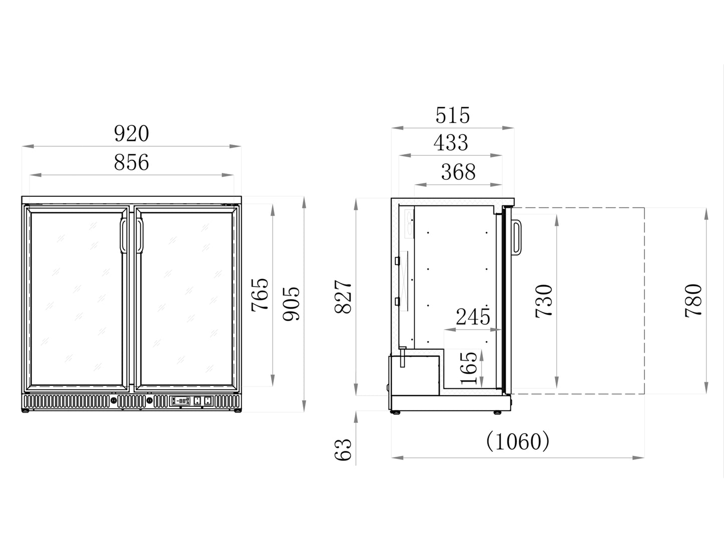 DULAP FRIGORIFIC PENTRU STICLE, 2 USI, 920X515X905MM, 227L