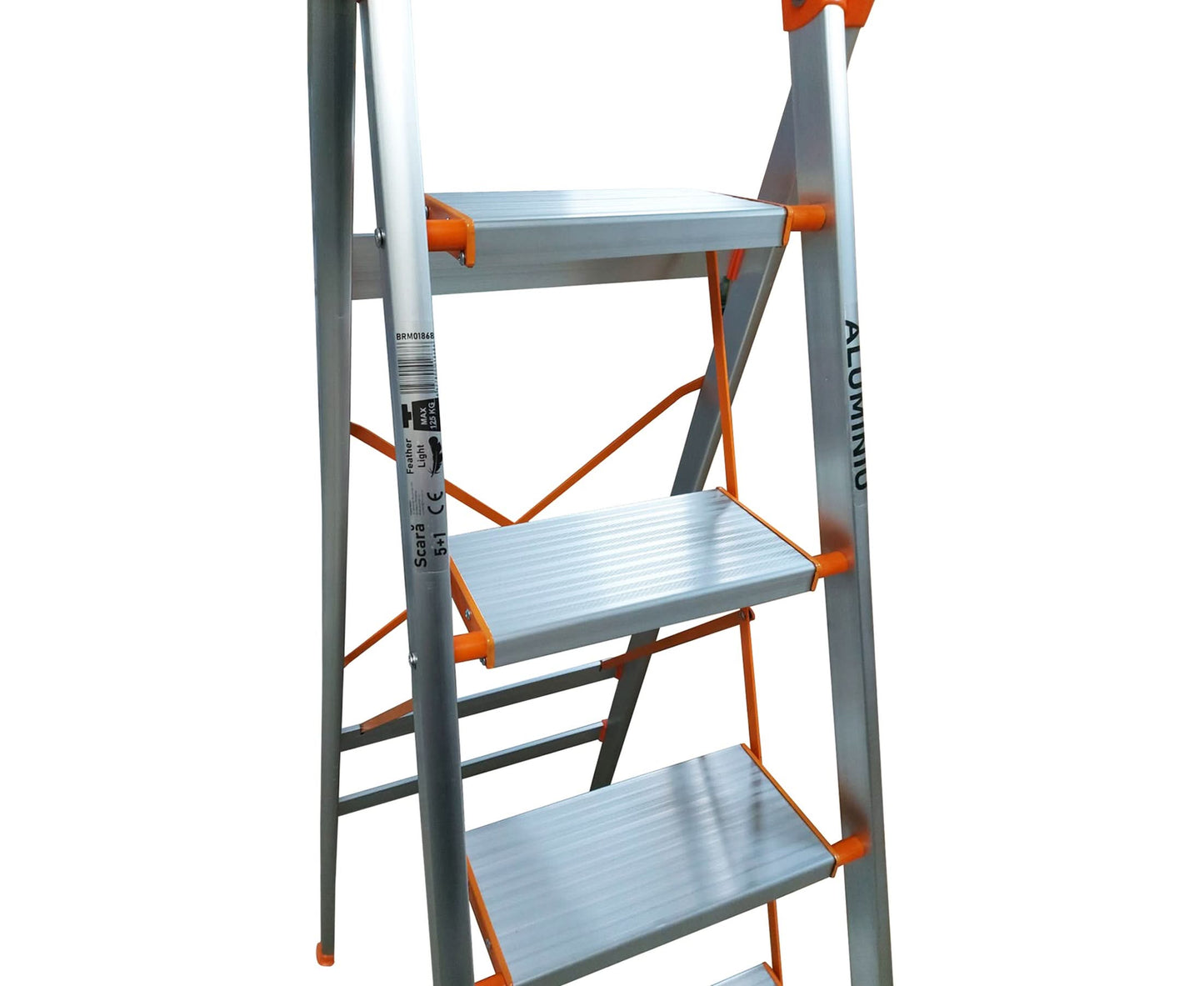 Scara pliabila aluminiu 6 trepte Broman, inaltime de lucru 147 cm, max. 125 kg