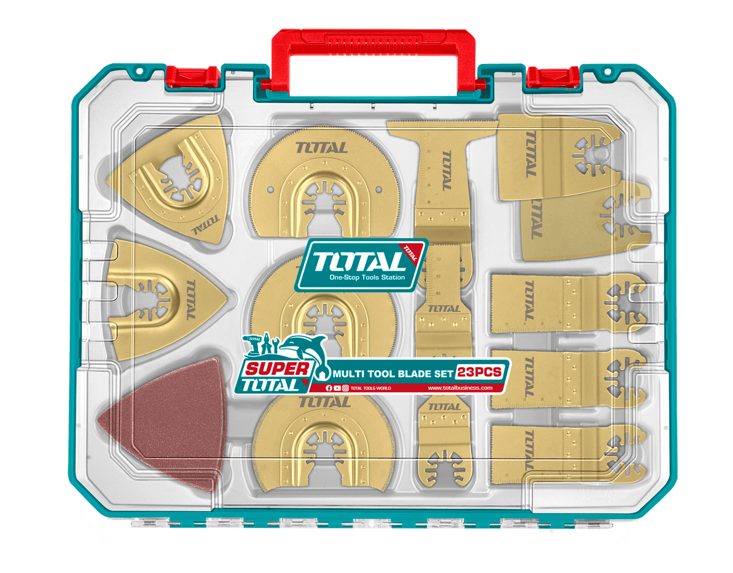 Set accesorii multifunctional TOTAL, 23 piese – taiere, slefuire, razuire