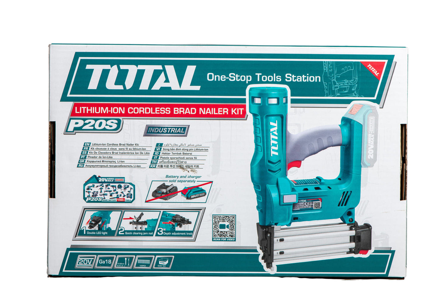 Pistol pentru cuie TOTAL Industrial 20V, P20S, fara acumulator si incarcator