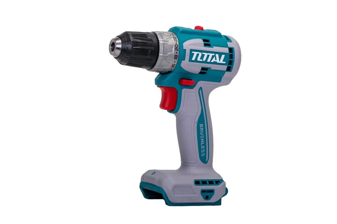 Masina de gaurit cu acumulator TOTAL 20V, motor fara perii, 2 acumulatori Li-Ion 2.0Ah, incarcator rapid si 47 accesorii