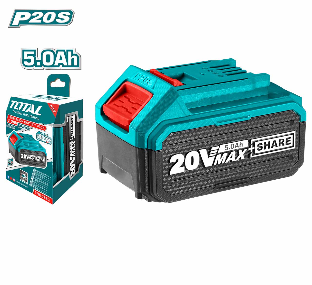 Acumulator TOTAL Li-Ion 20V, 5.0Ah