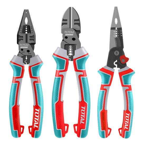 Set 3 clesti multifunctionali TOTAL Cr-V, universal, varf lung si taiere, 200 mm