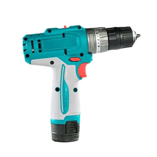 Masina de gaurit cu percutie TOTAL 12V, 20 Nm, 2 trepte viteza, 2 baterii 1.5Ah, fara incarcator