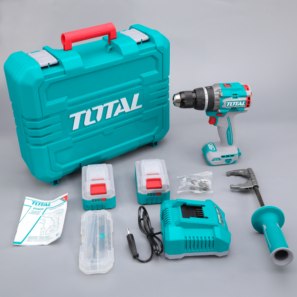 Masina de gaurit cu percutie TOTAL 20V, brushless, 166 Nm, 2 acumulatori 5.0Ah, incarcator inclus