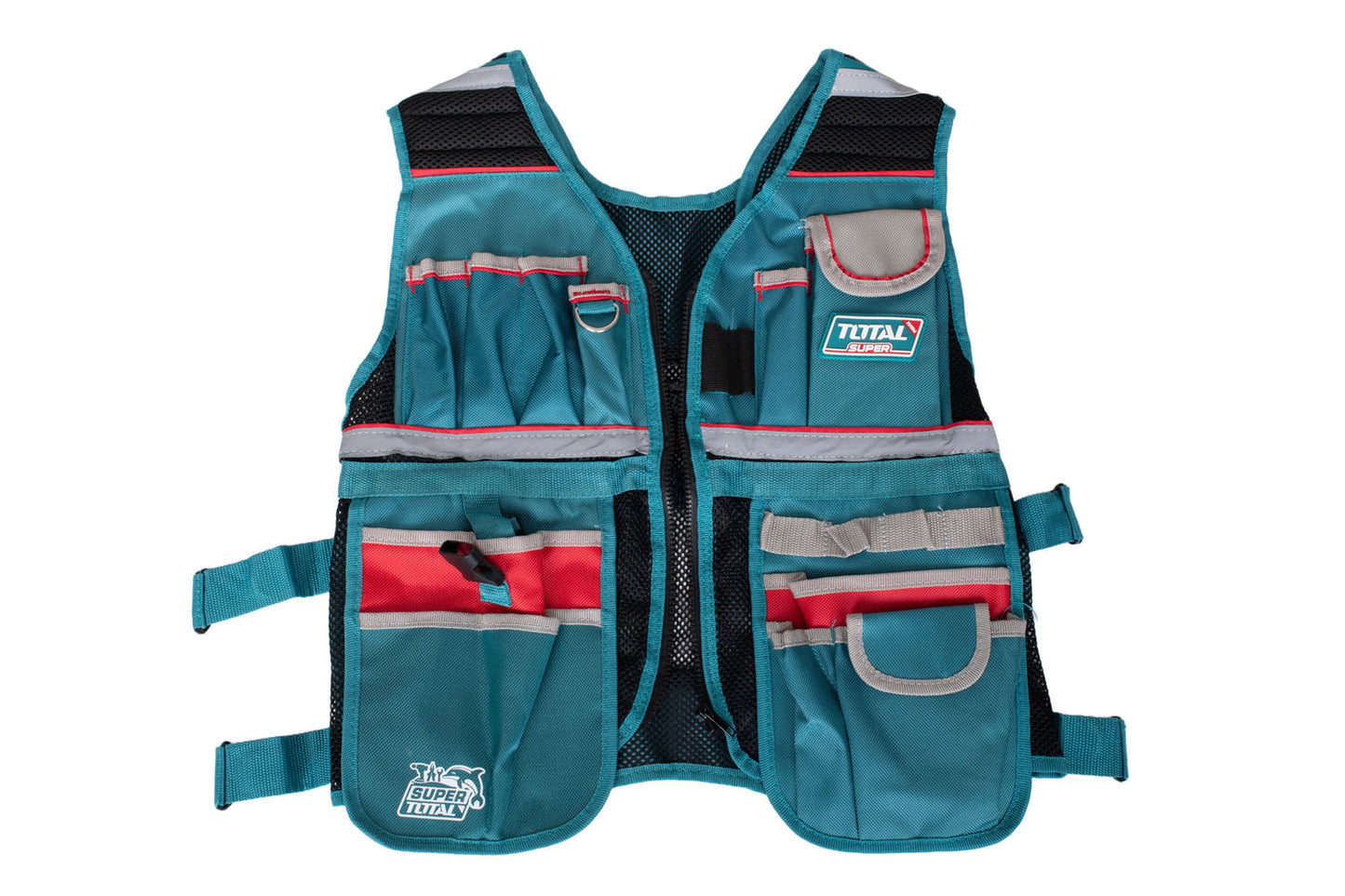 Set transport unelte TOTAL 5 piese – rucsac, geanta, vesta, centura, suport bormasina