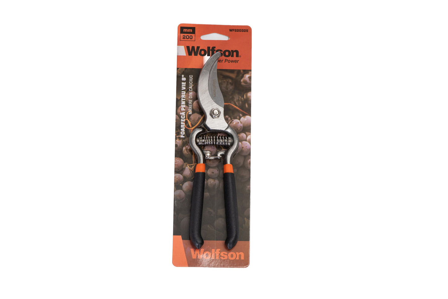 Foarfeca profesionala de vie Wolfson 8 inch, manere cauciuc