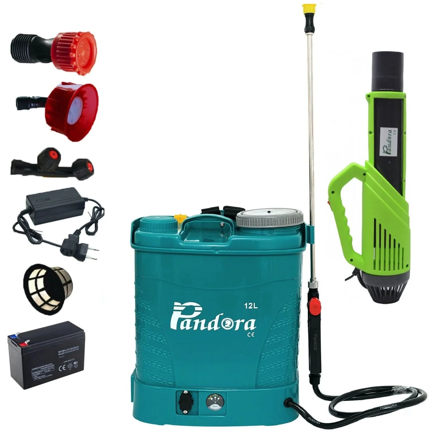 Set pompa de stropit cu acumulator Pandora 12L + Atomizor electric, Vermorel