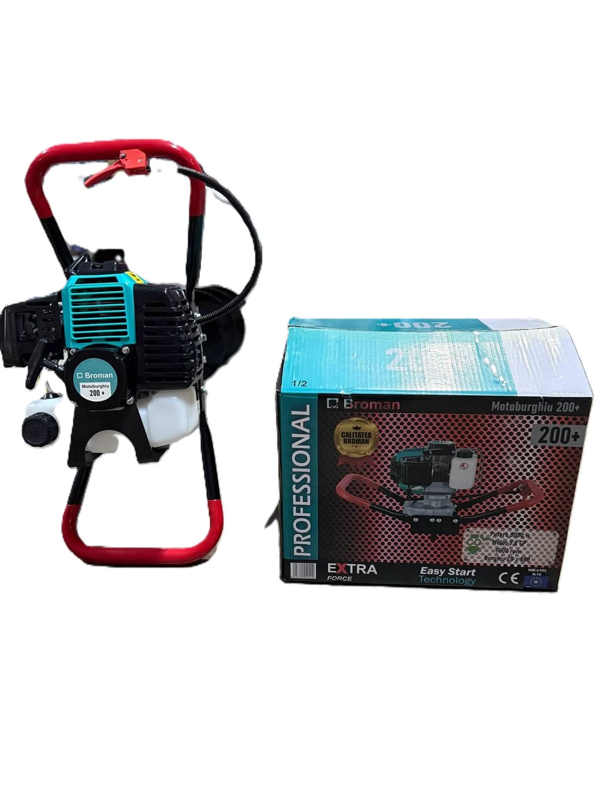 Motoburghiu Broman, 9.8CP, 9000 RPM, motor 2T + burghiu 200x800 mm