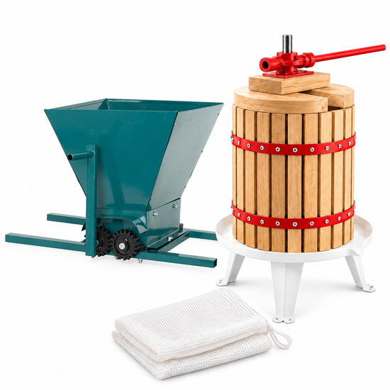Pachet Teasc Struguri si Fructe ZEP RTR FP-6, 6L + Zdrobitor manual struguri ZEP, 350 kg/ora, cuva detasabila 25L, role poliamida