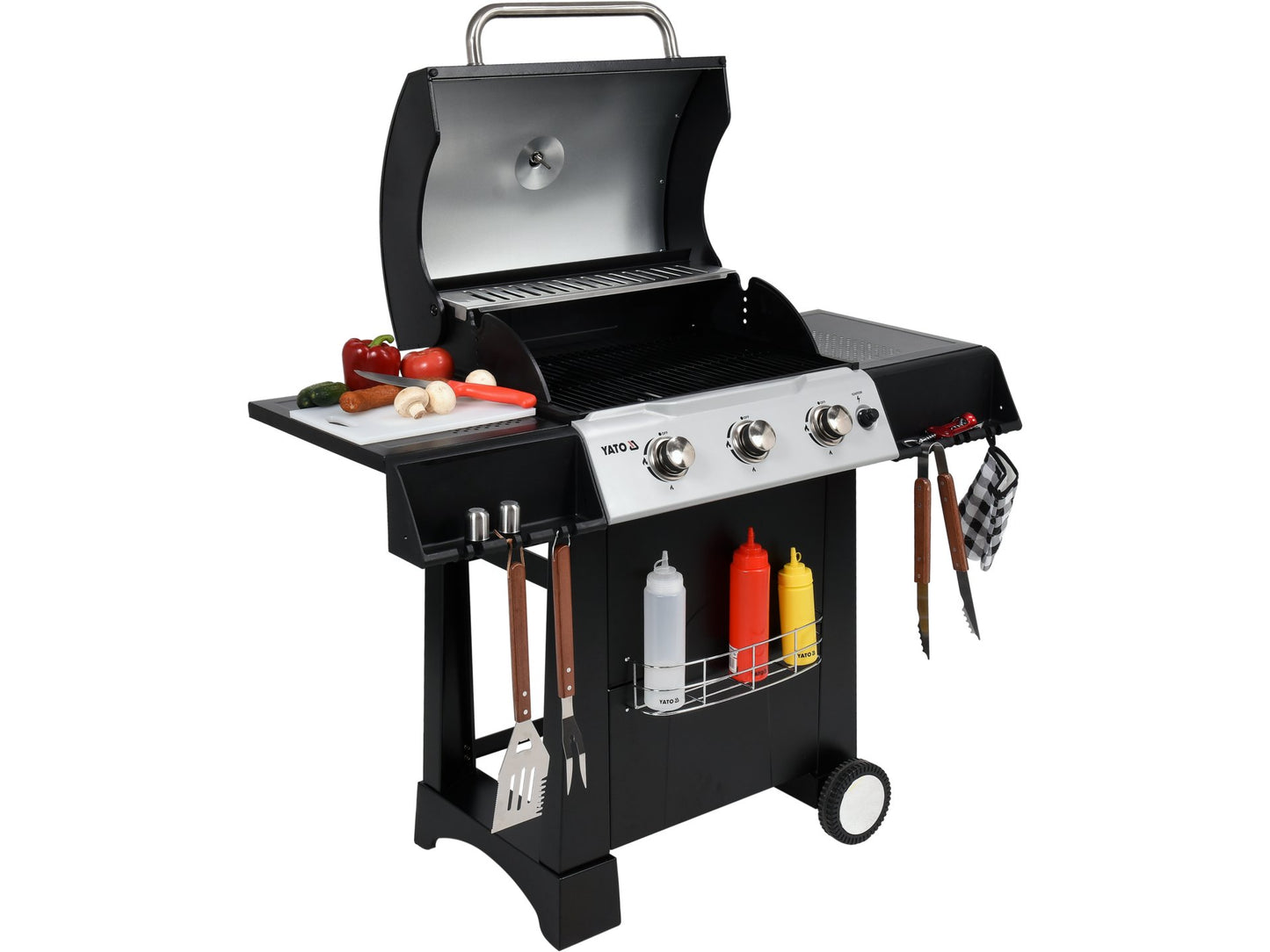 GRĂTAR PE GAZ, 3 ARZATOARE, 9KW