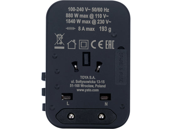 Adaptor calatorie YATO YT-81303, utilizare internationala