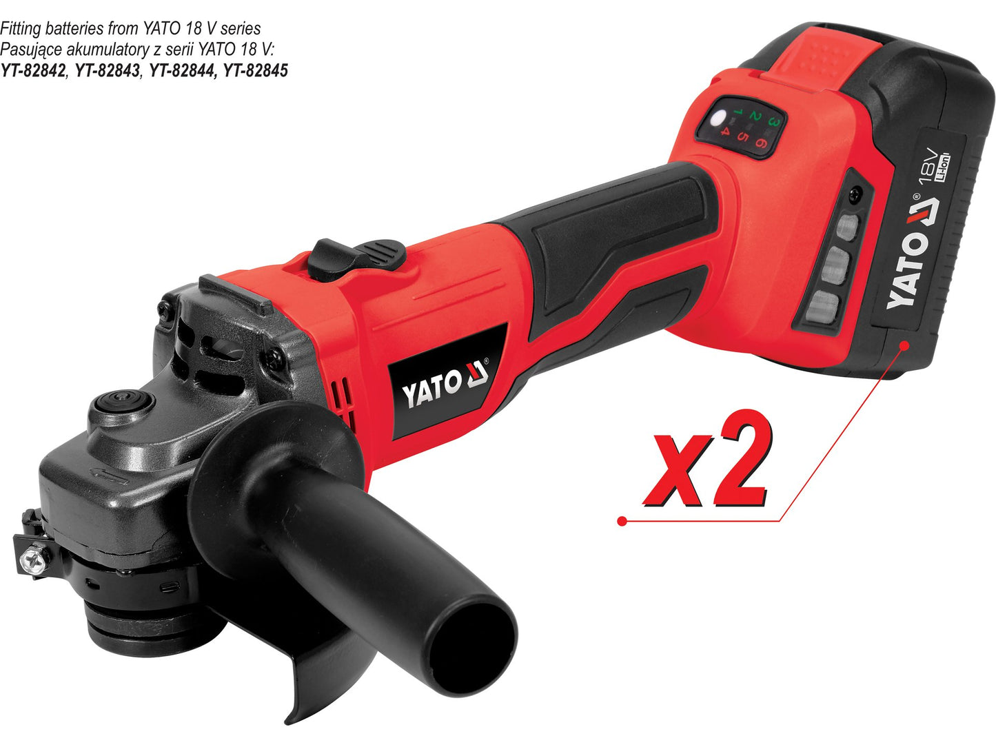 POLIZOR UNGHIULAR 18V, 125MM, 2X4AH, VITEZĂ REGLABILĂ