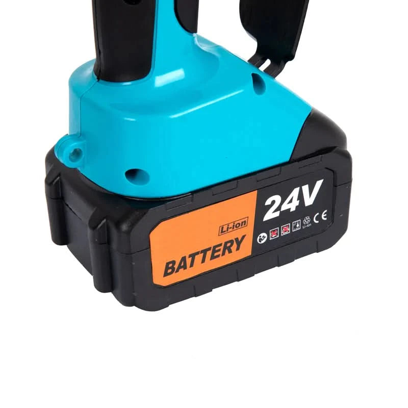 Mini drujba cu acumulator ZEP Ieto, 24V, lama 4 inch, 2 baterii 6Ah, sistem ungere si LED