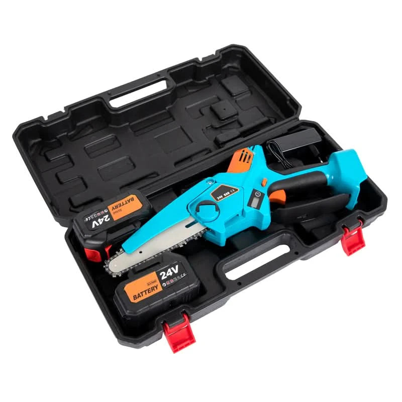 Mini drujba cu acumulator ZEP Ieto, 24V, lama 4 inch, 2 baterii 6Ah, sistem ungere si LED