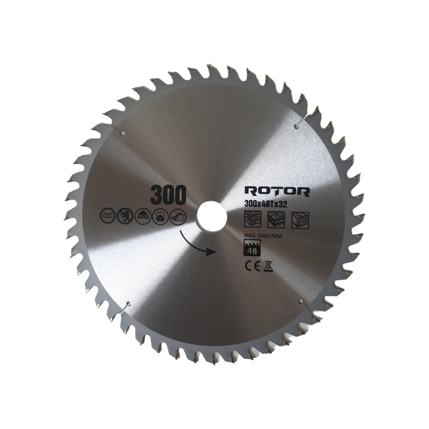 Disc diamantat lemn ROTOR, 300 mm, 48 dinti, prindere 32 mm