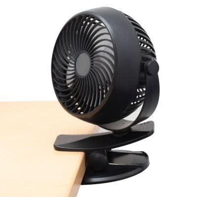 Ventilator CLF 10/BK cu Acumulator si Clema – Compact si Versatil pentru Birou si Raft