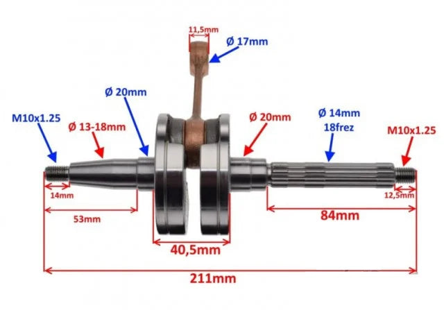 Ambielaj scuter 2T Piaggio 50-80cc, bolt 12mm, compatibil Aprilia Gilera Vespa