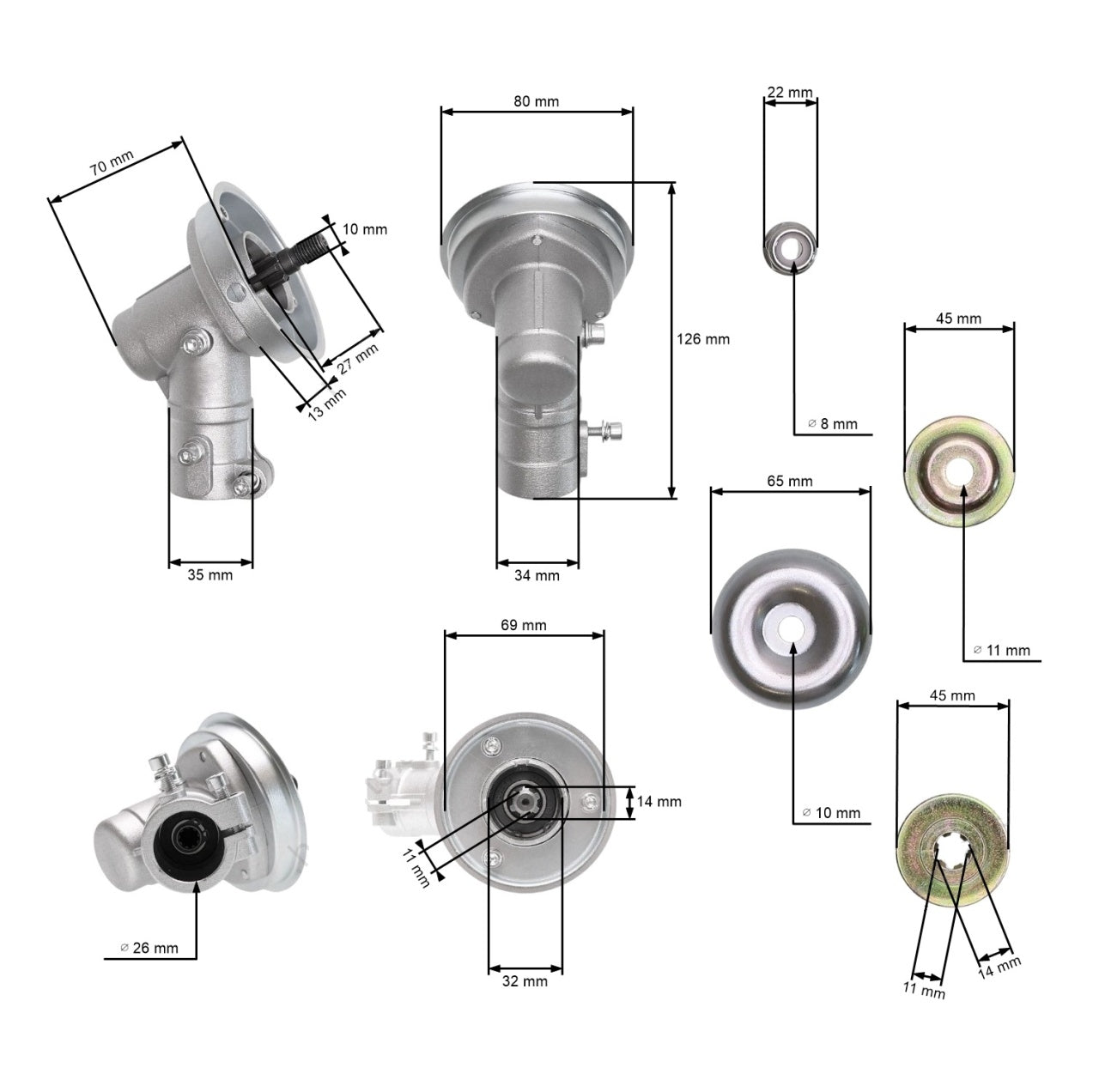 Angrenaj pentru motocoasa inferior motocoasa 26 mm 9dinti 26 mm / 9dinti - vedere 4