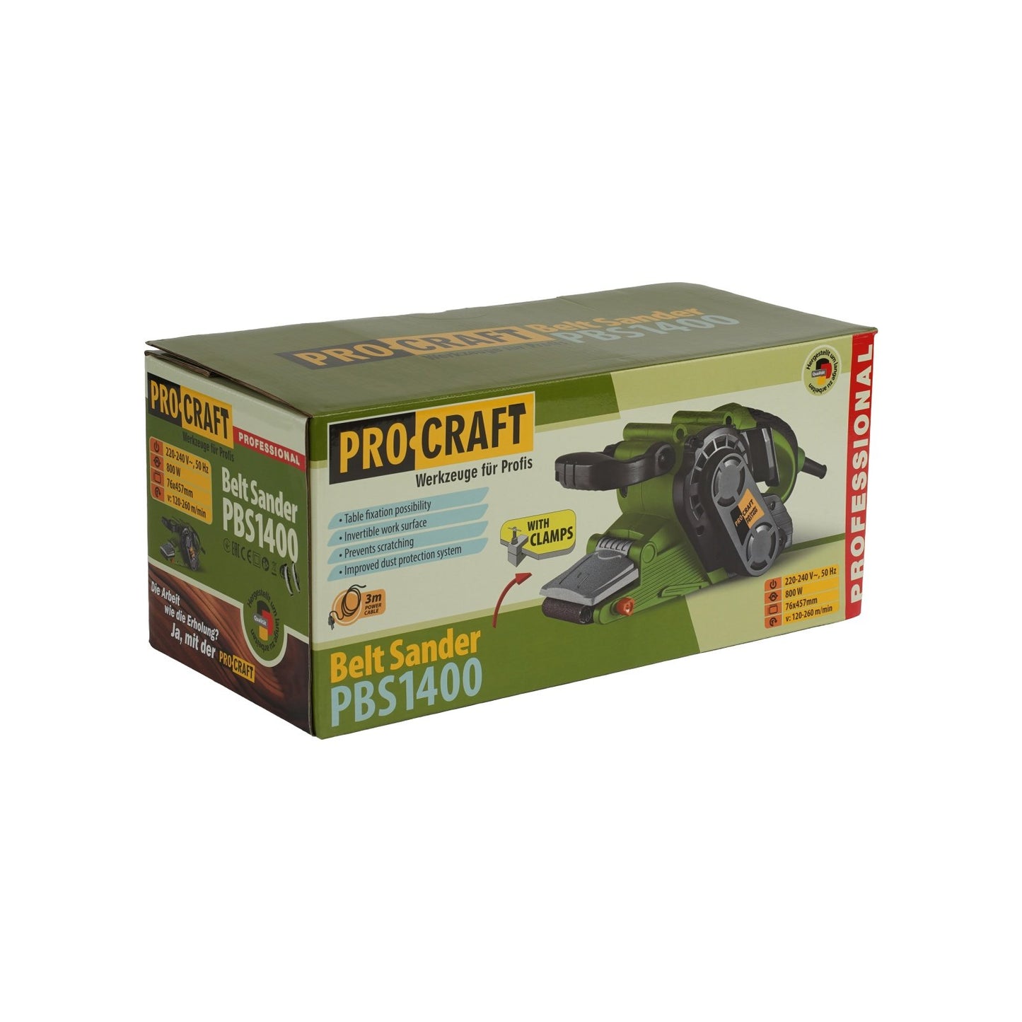 Masina de slefuit cu banda Procraft PBS800, 800W, 76x457 mm, reglaj electronic viteza