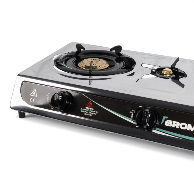Aragaz 3 ochiuri Broman inox, arzatoare gaz exterior, portabil